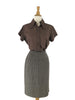 50s Slim skirt shown with 60s Brown Cotton blouse