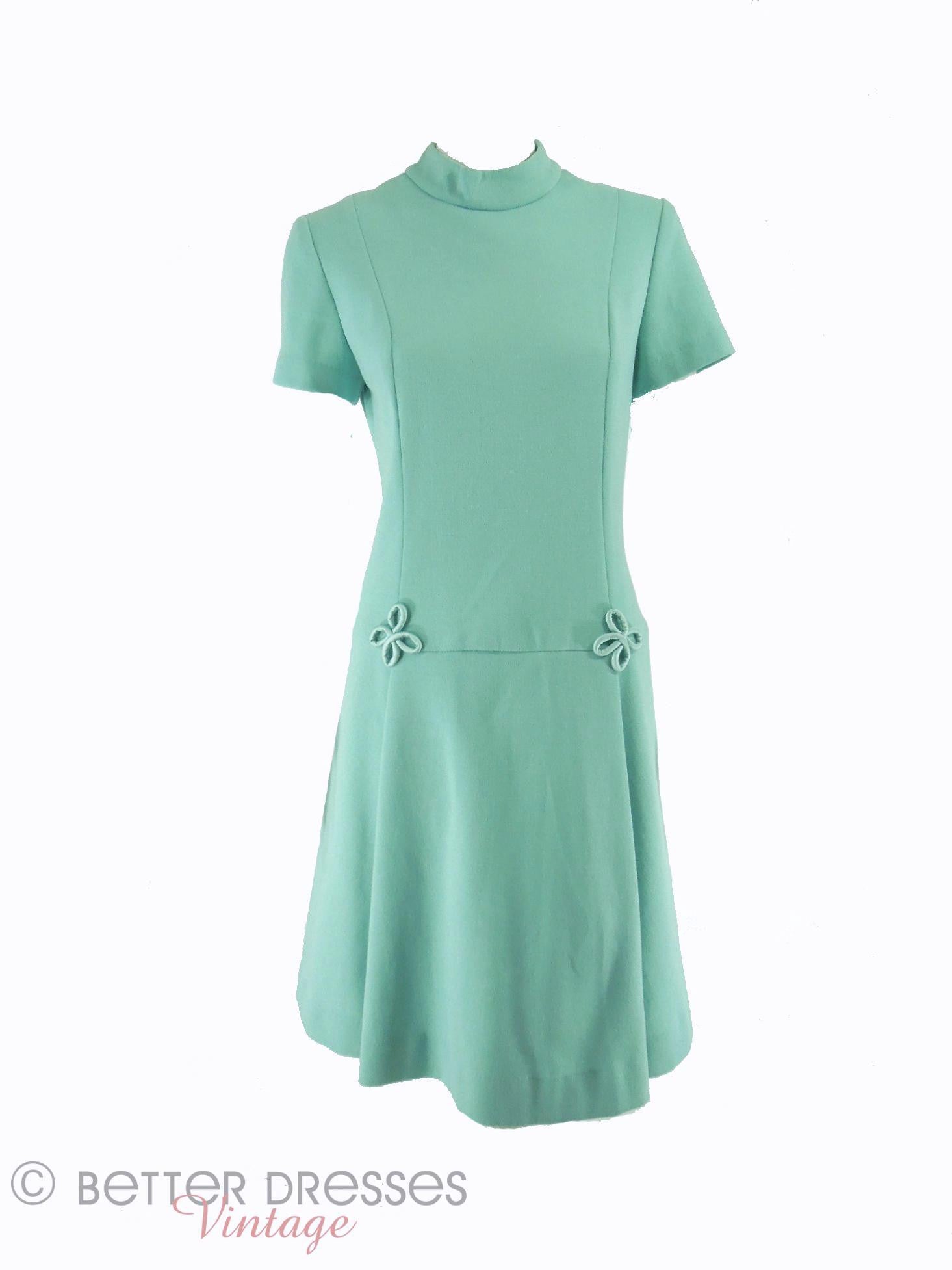 1960s Aqua Shift Dress Blue-Green 60s Does 20s Scooter - med Better Dresses Vintage 1960s Aqua Shift Dress Blue-Green 60s Does 20s Scooter - med Better Dresses Vintage