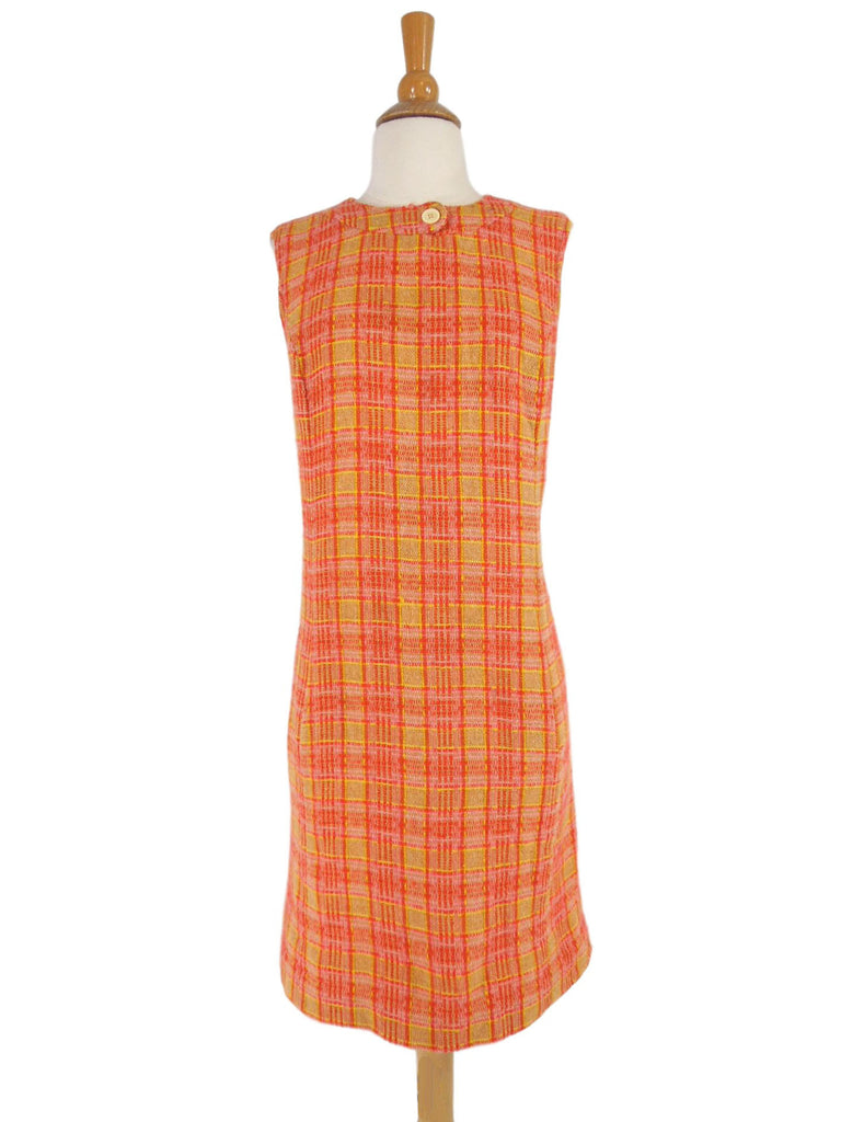 Vintage 60s Jumper Dress Sleeveless Shift in Bright Wool Plaid - med ...