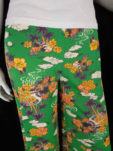 40s Beach Pajama Pants - close, with shirt over