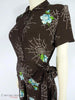 40s Brown Rayon Spider Webs & Roses Dress