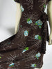 40s Brown Rayon Spider Webs & Roses Dress