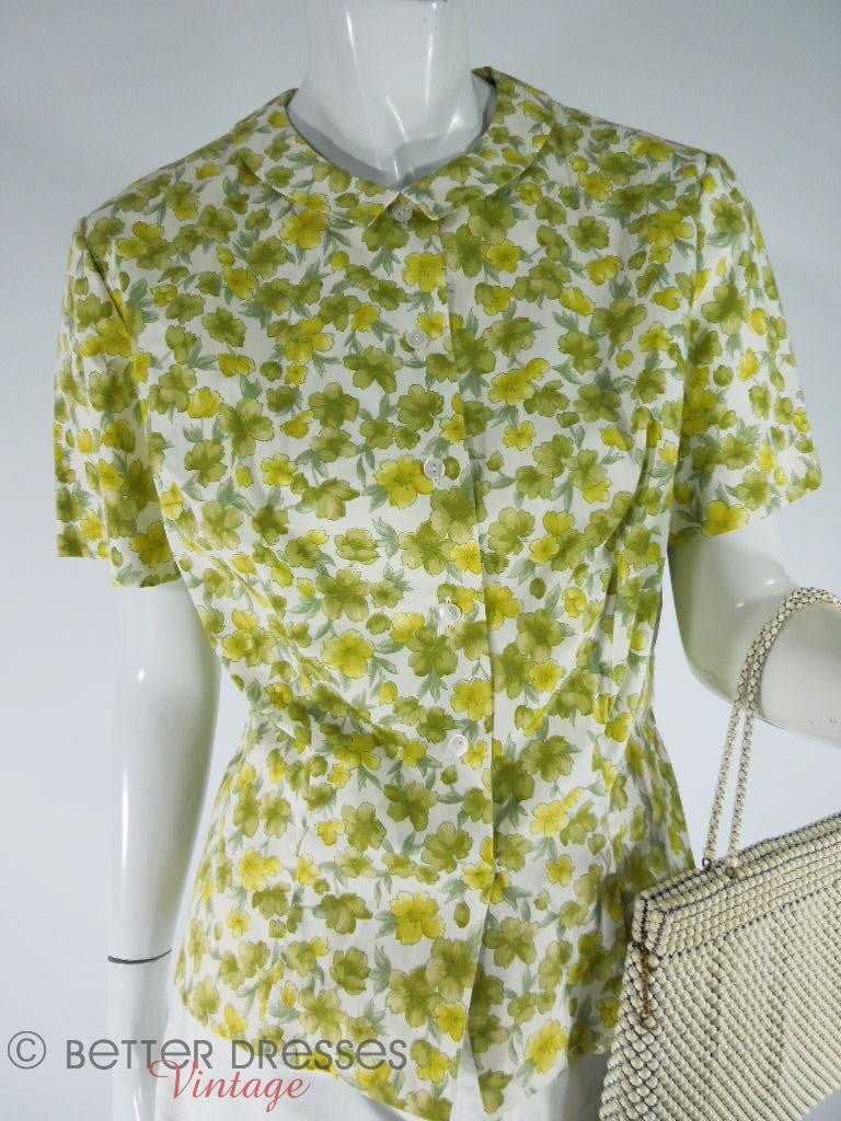 60s NOS Short Sleeve Cotton Blouse