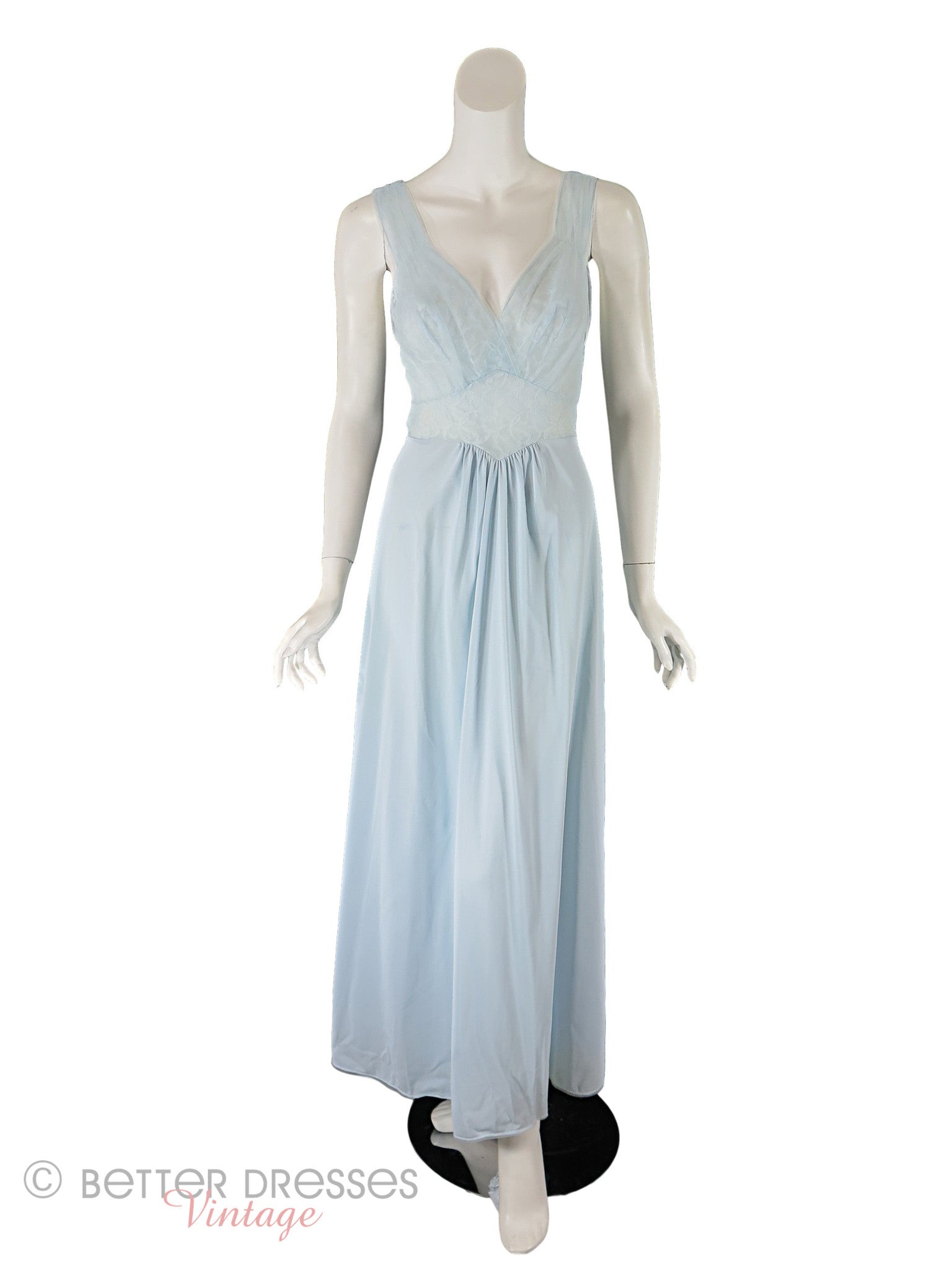 light blue nightgown dress Brushed Back Satin Long Nightgown Miss Elaine Store