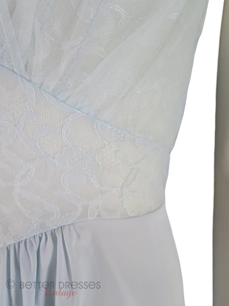 50s Light Blue Vanity Fair Nightgown - waist detail