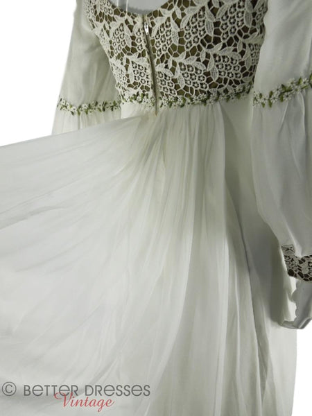70s Long Sleeve Wedding Gown - back detail