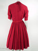 40s Ruffle Front Red Rayon Dress