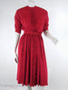 40s red rayon ruffle front dress at Better Dresses Vintage - no crinoline front view