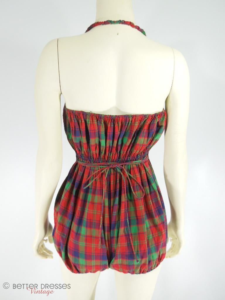 40s Claire McCardell Playsuit in Red Plaid Better Dresses Vintage