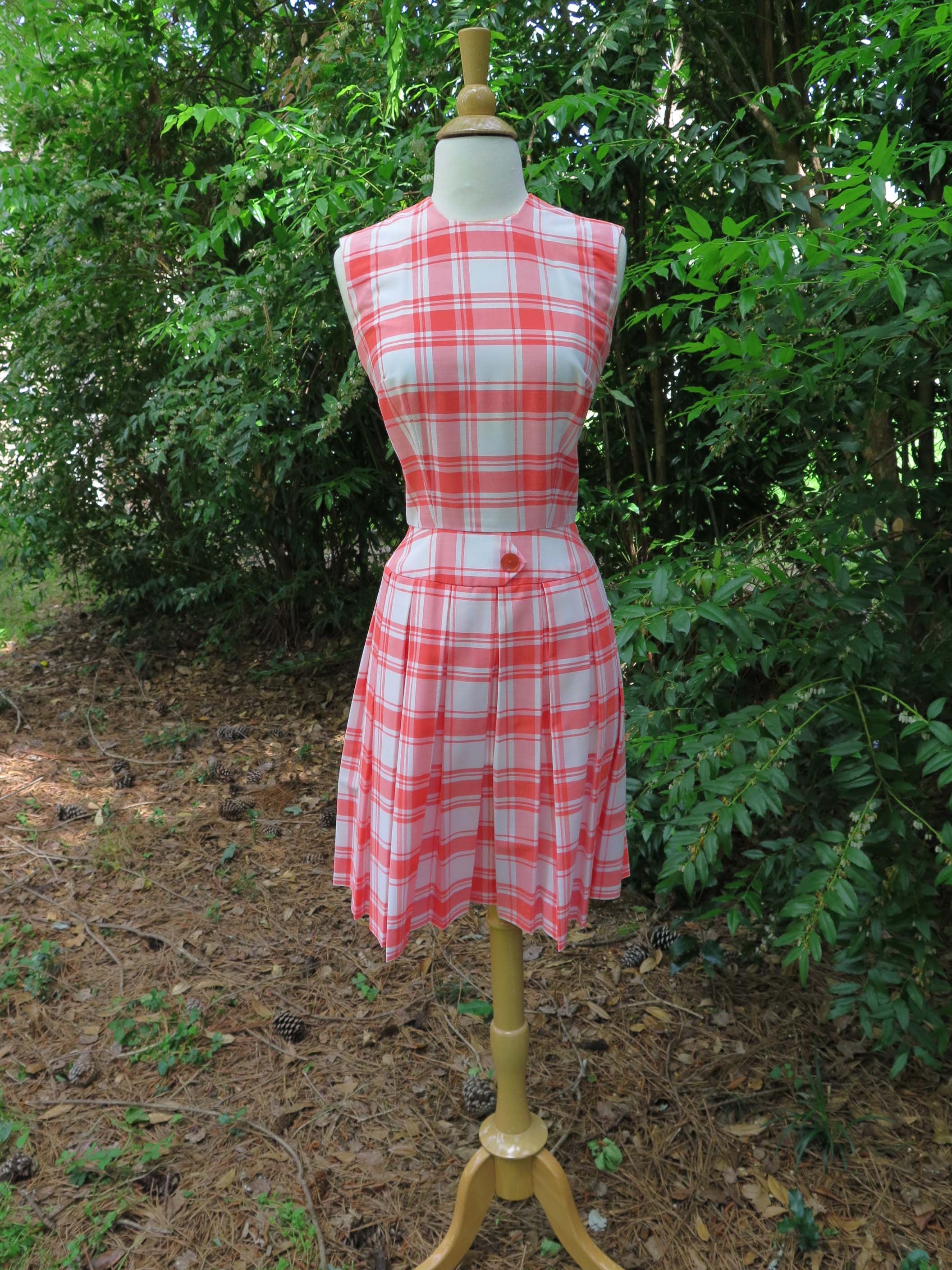 60s Orange Plaid Scooter Dress 60s Orange Plaid Scooter Dress