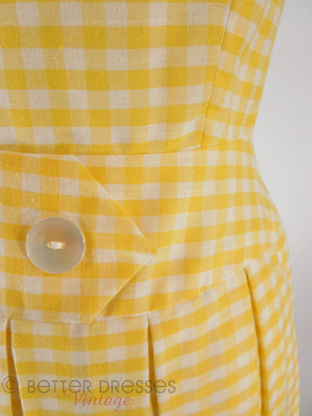 60s Yellow Gingham Scooter Dress - detail