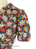 70s Navy Floral Cotton Peplum Jacket - sleeve detail