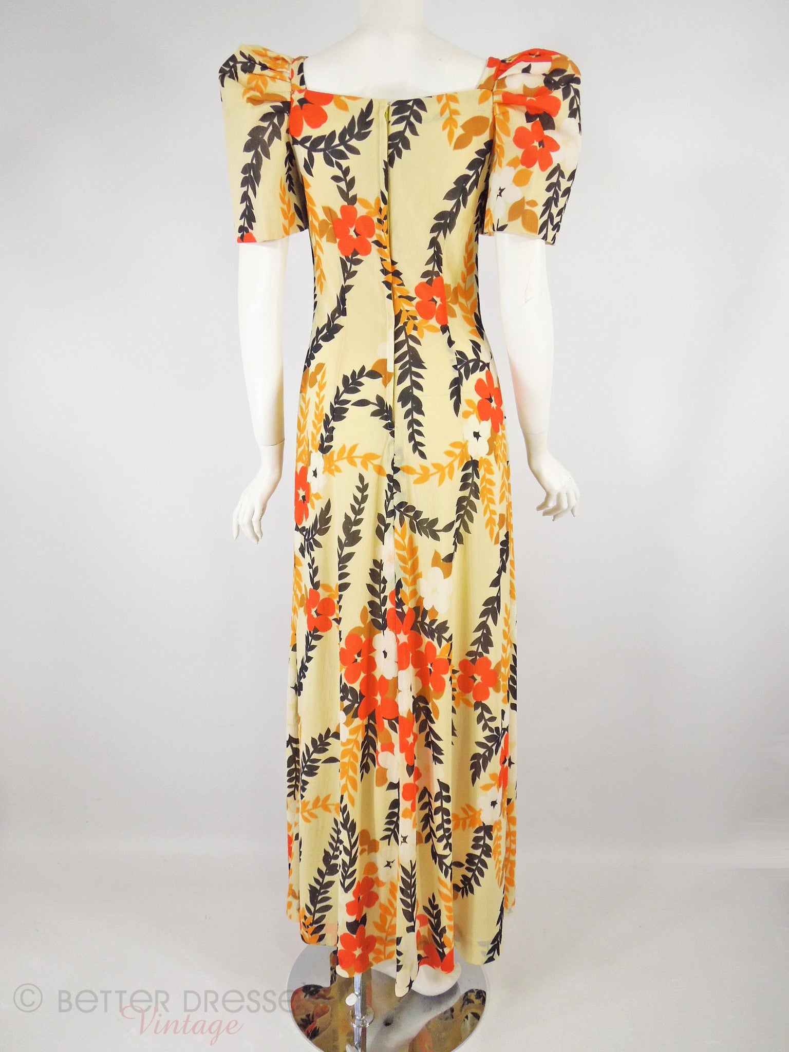 60s/70s Does 30s/40s Floral Maxi Dress - XS, SM 60s/70s Does 30s/40s Floral Maxi Dress - XS, SM