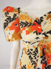 60s/70s Bold Floral Maxi Dress - bodice detail