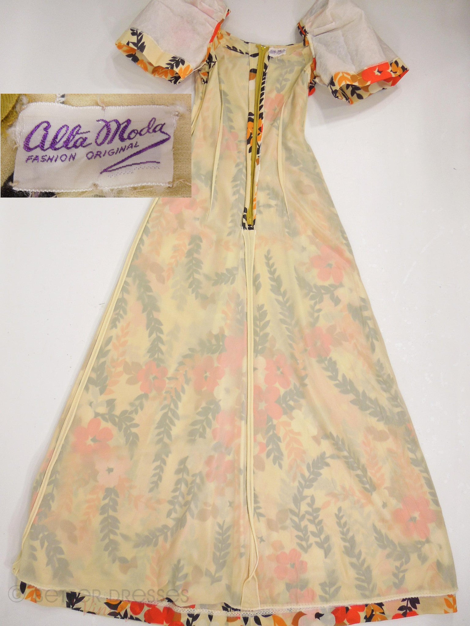 60s/70s Does 30s/40s Floral Maxi Dress - XS, SM 60s/70s Does 30s/40s Floral Maxi Dress - XS, SM
