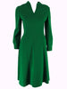 60s Green Doubleknit Wool Dress - close view
