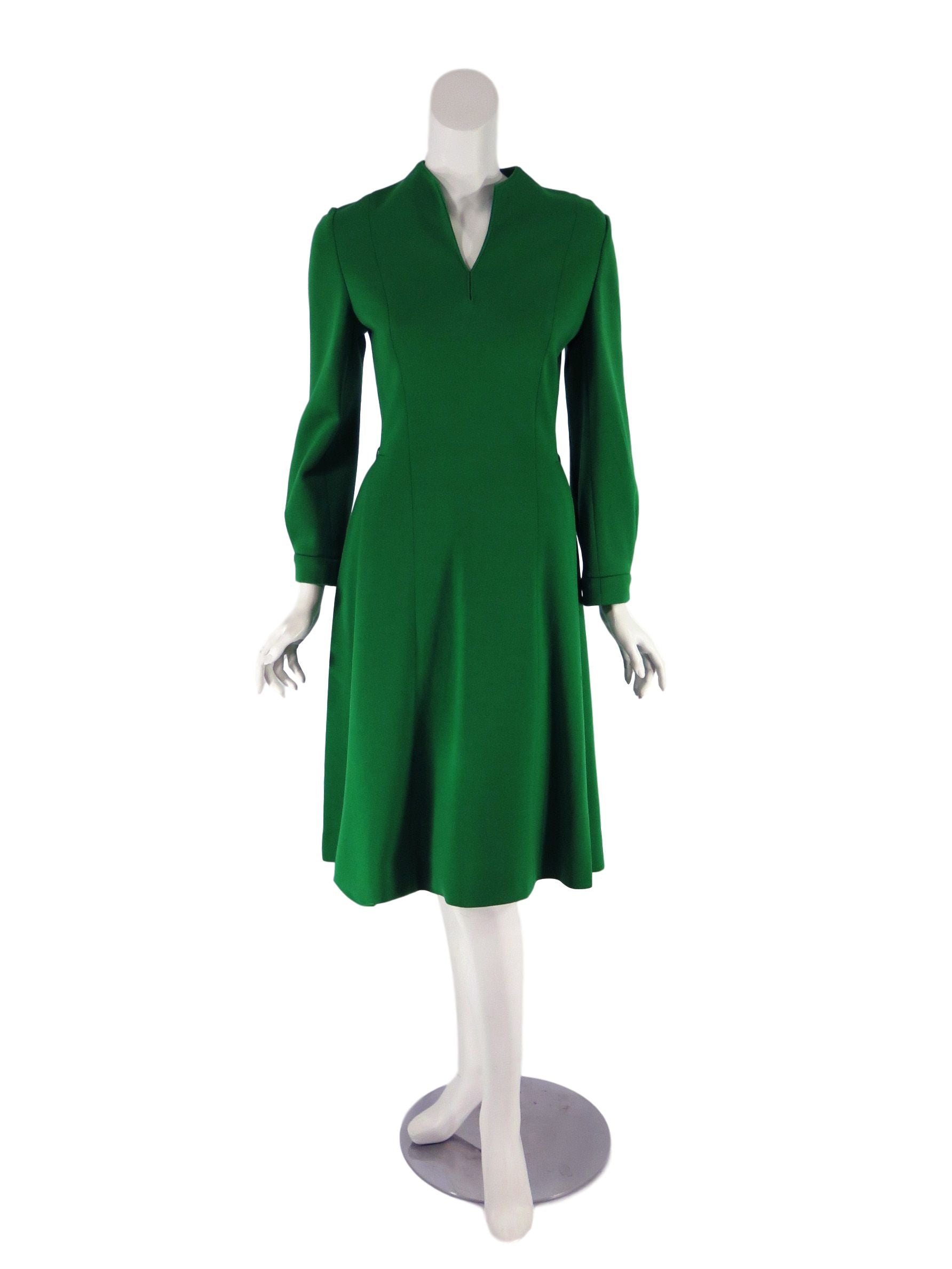 60s Does 40s Green Wool Long Sleeve Dress Better Dresses Vintage
