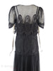 30s Black Lace Gown + Slip - back close