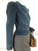 1970s Blue Velvet Peplum Jacket at Better Dresses Vintage. - angle view
