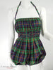 40s Claire McCardell playsuit in blue plaid at Better Dresses Vintage. closer view
