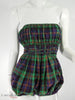 40s Claire McCardell playsuit in blue plaid at Better Dresses Vintage. strapless view