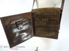 Vintage 70s Serapian Italian Leather bag from Lederer de Paris NYC, at Better Dresses Vintage. Back flap open.