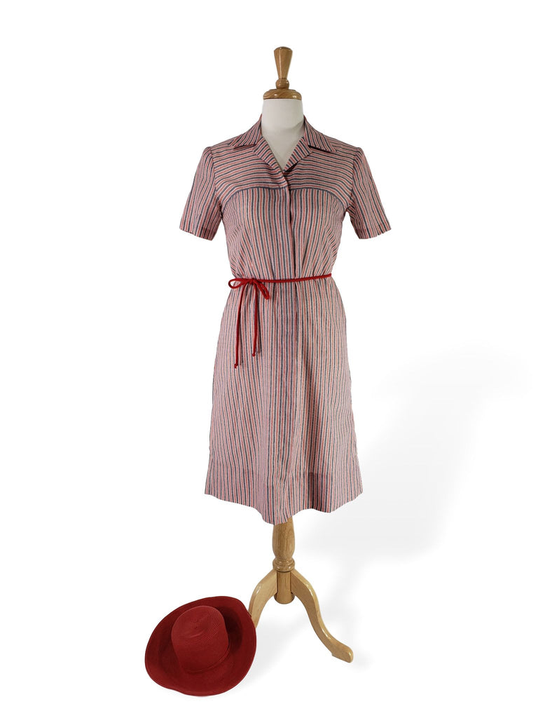 70s Striped Shirtwaist Day Dress
