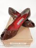 1980s Evan-Picone brown snakeskin peep-toe pumps