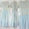 50s/60s Embroidered Light Blue Dress - without crinoline