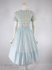 50s/60s Embroidered Light Blue Dress - front