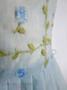 50s/60s Embroidered Light Blue Dress - embroidery detail