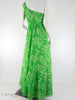 70s Priscilla of Boston Green Fern Print One-Shoulder Maxi Bridesmaid Formal Gown and Wrap at Better Dresses Vintage. full back view