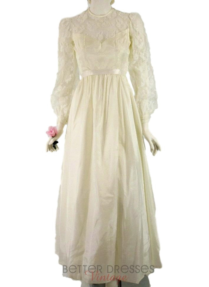 Prairie Dress White 70's Dress Vintage 70s Designer Wedding Dress With Train And Bishop Sleeves Inherited Prairie Dress White 70's Dress Vintage 70s Designer Wedding Dress With Train And Bishop Sleeves Inherited