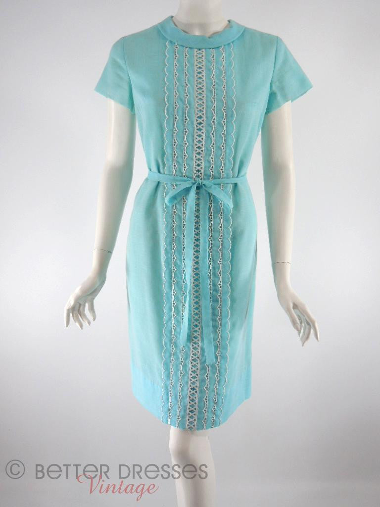 Vintage 1960s Sky Blue Belted Shift Dress - sm, med Better Dresses Vintage Vintage 1960s Sky Blue Belted Shift Dress - sm, med Better Dresses Vintage