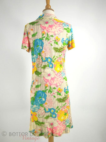 60s Neon Floral Nylon Shift Dress by L'Aiglon - sm – Better