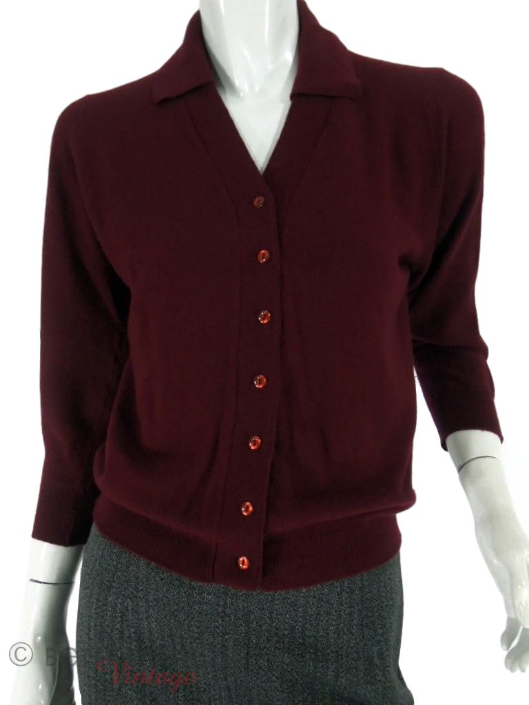 50s Burgundy Cashmere Cardigan Better Dresses Vintage 50s Burgundy Cashmere Cardigan Better Dresses Vintage
