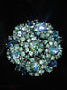 Crown Trifari 1961 Blue Green AB Brooch from Memo to a Smart Woman campaign, at Better Dresses Vintage