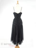 80s Ruched Black Chiffon Dress - back view