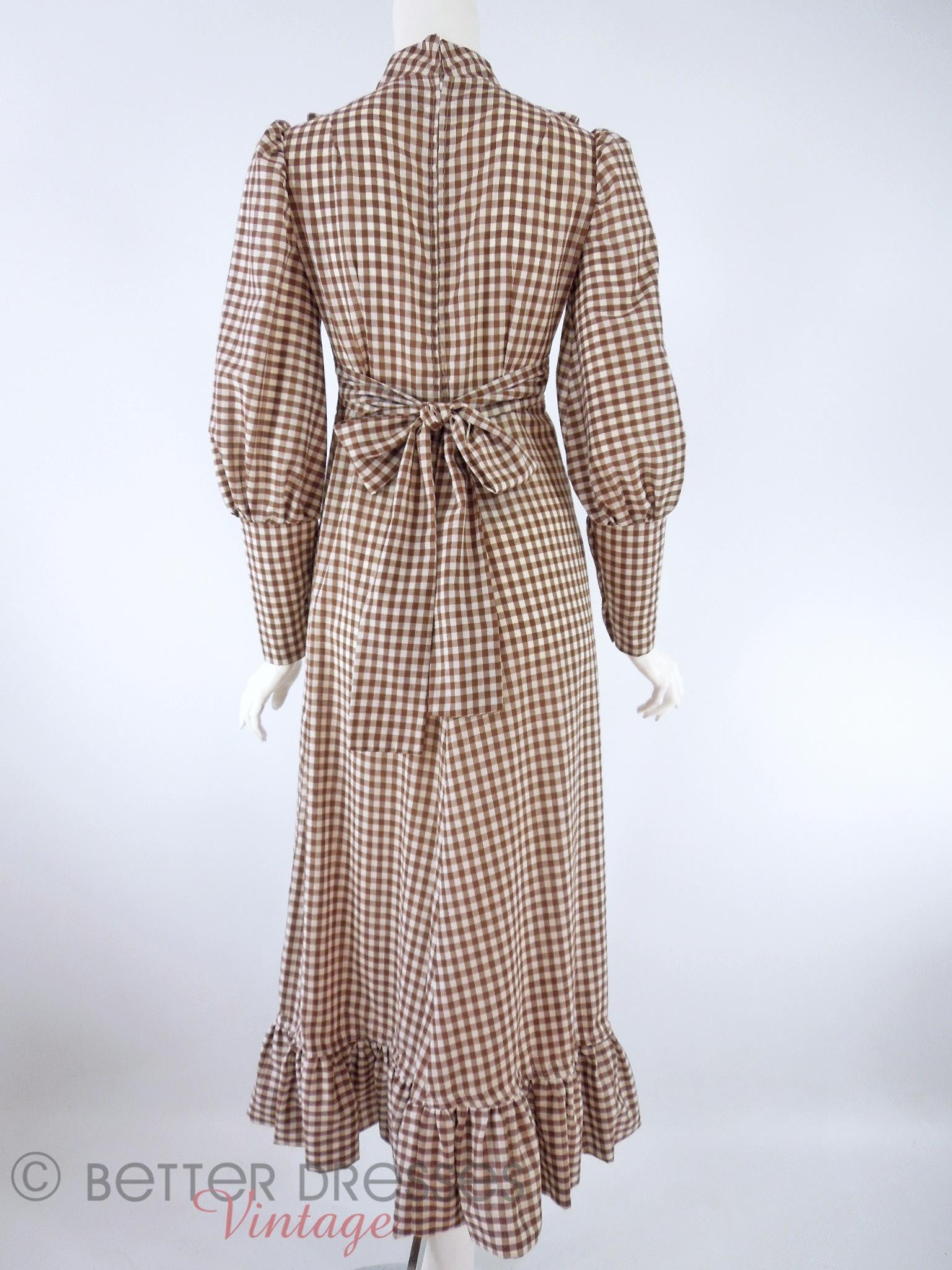 Vintage 1970s Maxi Dress Neo-Victorian Brown Gingham - sm Better Dresses Vintage Vintage 1970s Maxi Dress Neo-Victorian Brown Gingham - sm Better Dresses Vintage