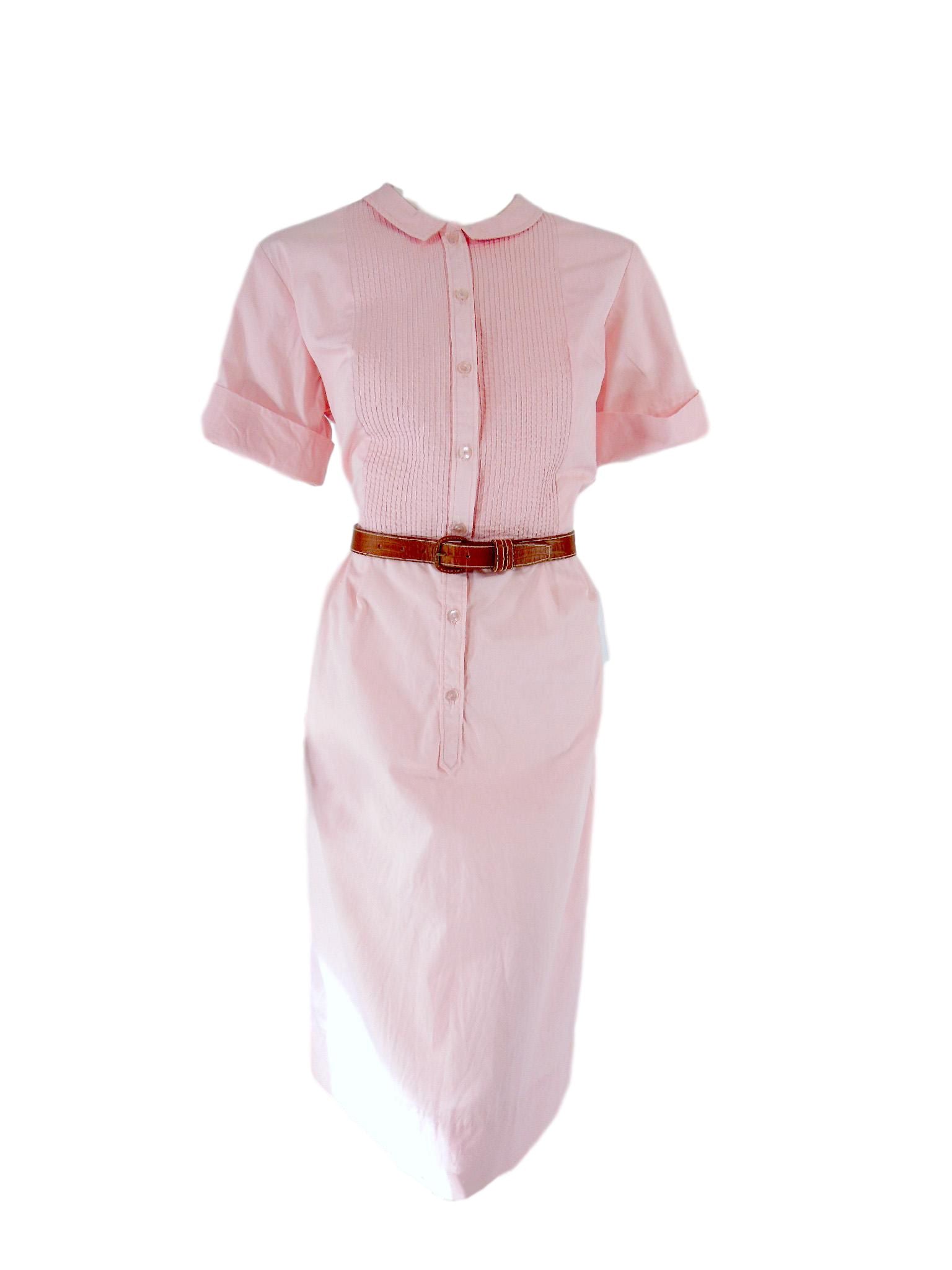 60s Shirtwaist Dress in Pink Cotton - Med, LG 60s Shirtwaist Dress in Pink Cotton - Med, LG
