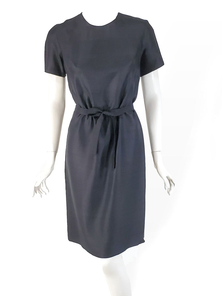 60s Black Silk Shift Dress