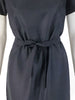 60s Black Silk Dress, close view of belt