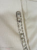 Vintage 1950s or 60s taupe wiggle dress at Better Dresses Vintage - pocket embellishment detail
