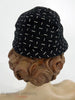1950s black and white calot style hat at Better Dresses Vintage - back view