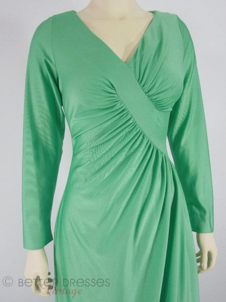 70s Green Qiana Maxi Dress