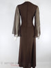 70s Coffee Brown Sequined V-Neck Maxi Dress - back view