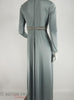 60s/70s Blue-Gray Slinky Beaded Long-Sleeve Gown at Better Dresses Vintage - back view