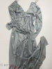 60s/70s Blue-Gray Slinky Beaded Long-Sleeve Gown at Better Dresses Vintage - interior view showing how fluid the fabric is