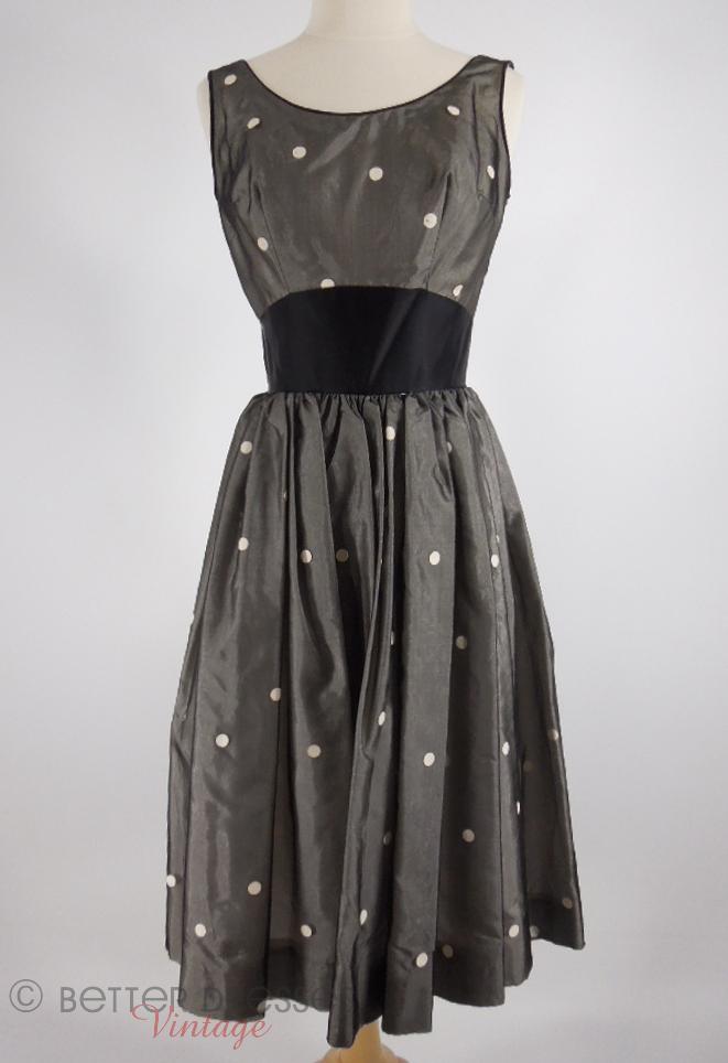 50s Black and White Polka Dot Party Dress - sm 50s Black and White Polka Dot Party Dress - sm