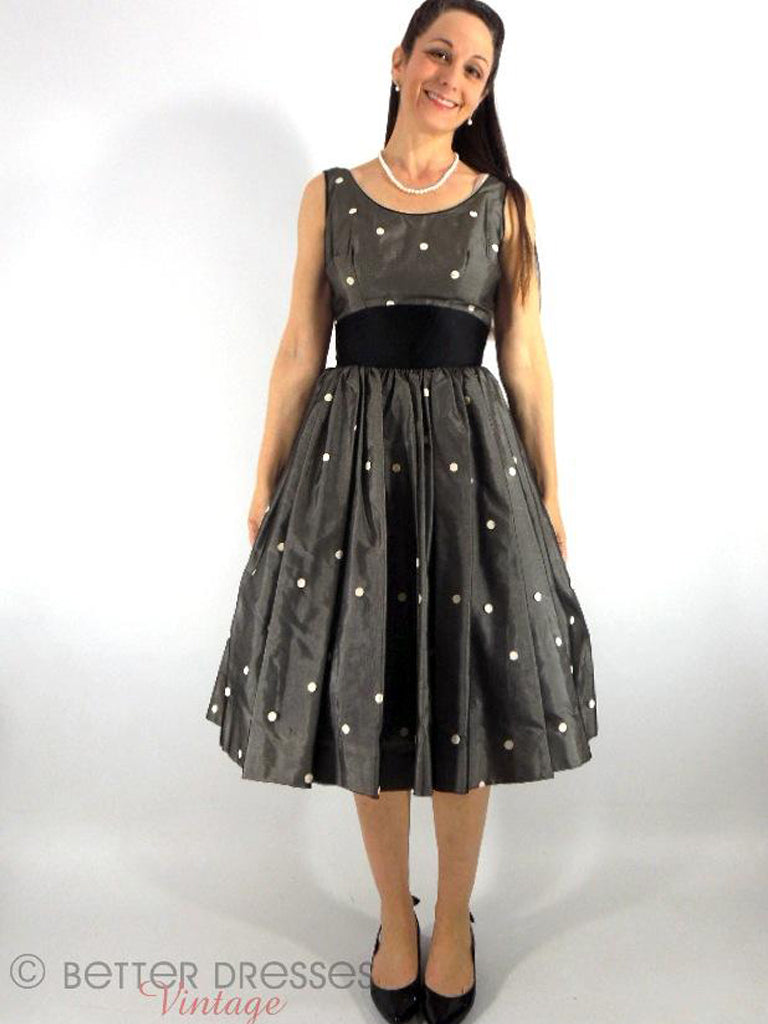 50s Black and White Polka Dot Party Dress - sm 50s Black and White Polka Dot Party Dress - sm